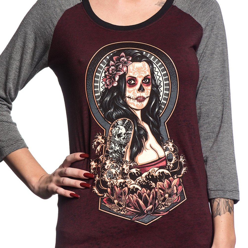 Secret Artist Sugar Girl SW382 Women`s 3/4 Sleeve Top By Affliction.